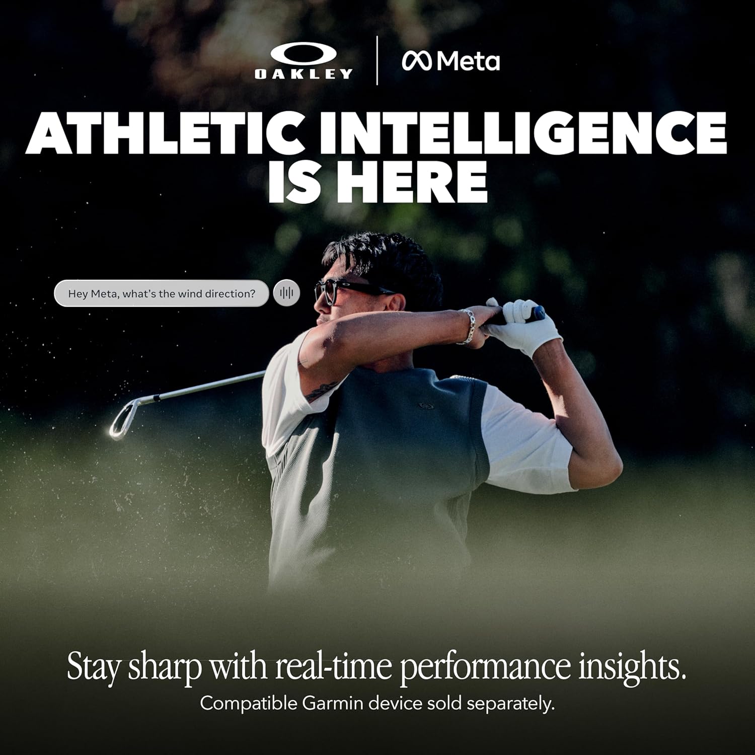 Oakley Meta HSTN AI Glasses – 12MP Camera, 3K Video, Open-Ear Audio, Meta AI – Black/Prizm Black Polarized
