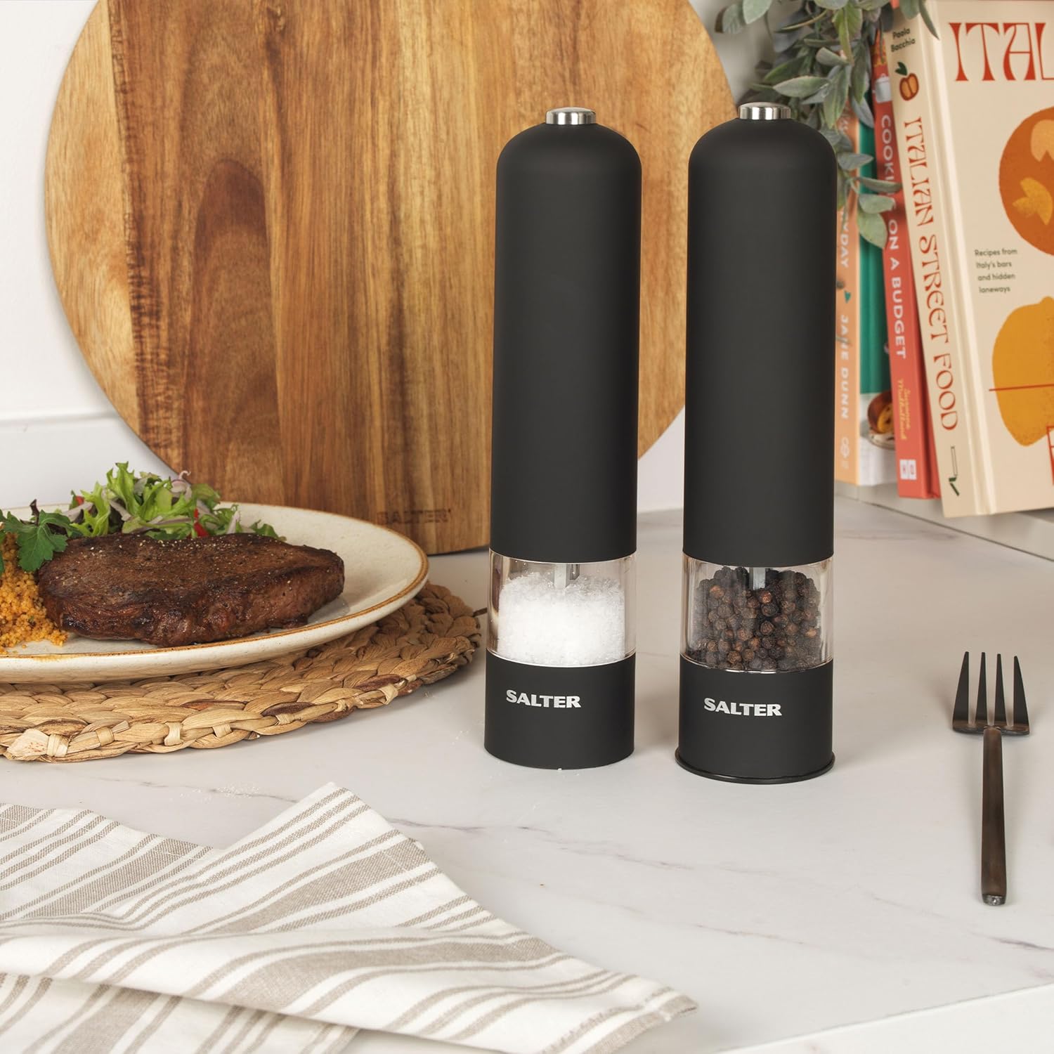 Buy Salter,Salter 7524 BKXR Electric Salt & Pepper Grinder Set – Battery Powered, One-Touch Operation, Ceramic Mechanism, Soft Touch Finish, BPA-Free - Gadcet UK | UK | London | Scotland | Wales| Near Me | Cheap | Pay In 3 | Kitchen & Home Appliances