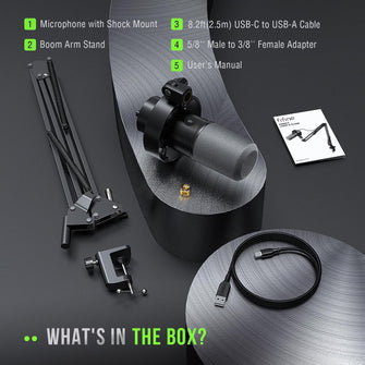 FIFINE K688 Podcast Microphone Kit – USB/XLR Dynamic Mic with Boom Arm, Mute Button, 3.5mm Jack – for Recording, Streaming, PC & XLR Mixers
