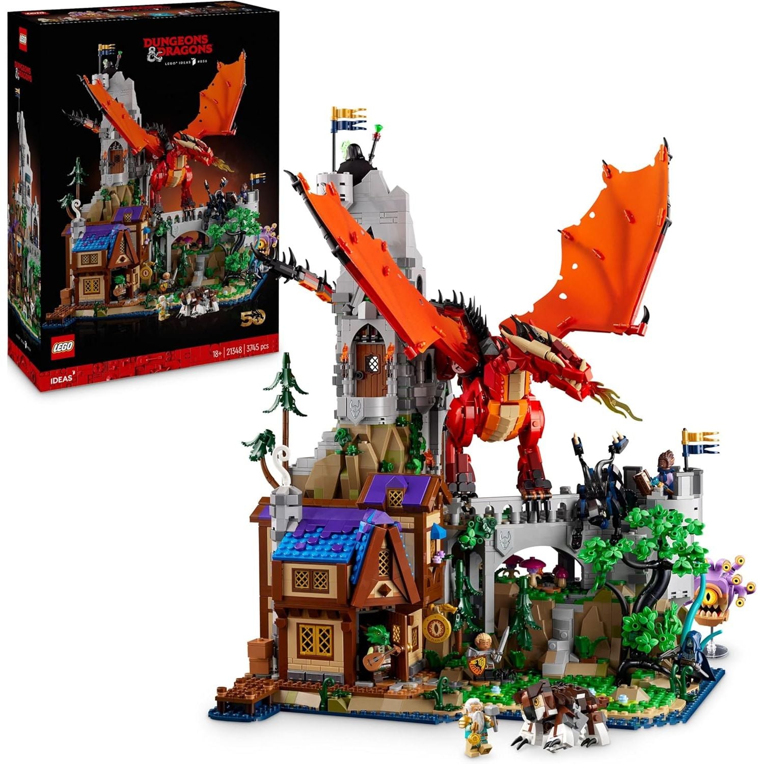 Buy LEGO,LEGO Ideas Dungeons & Dragons: Red Dragon’s Tale 21348 Building Set for Adults – 3,745 Pieces, Cinderhowl Dragon, Tavern, Tower & Dungeon - Gadcet UK | UK | London | Scotland | Wales| Near Me | Cheap | Pay In 3 | Construction Set Toys