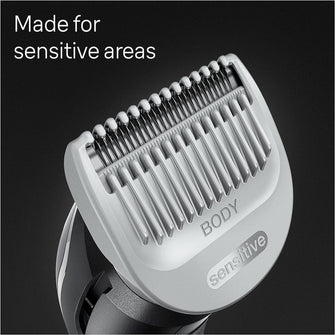 Braun Body Groomer 3 BG3350 - Manscaping Tool with SkinShield Technology, Sensitive Comb, Wet & Dry, 100% Waterproof, UK 2 Pin Plug - Black/Grey