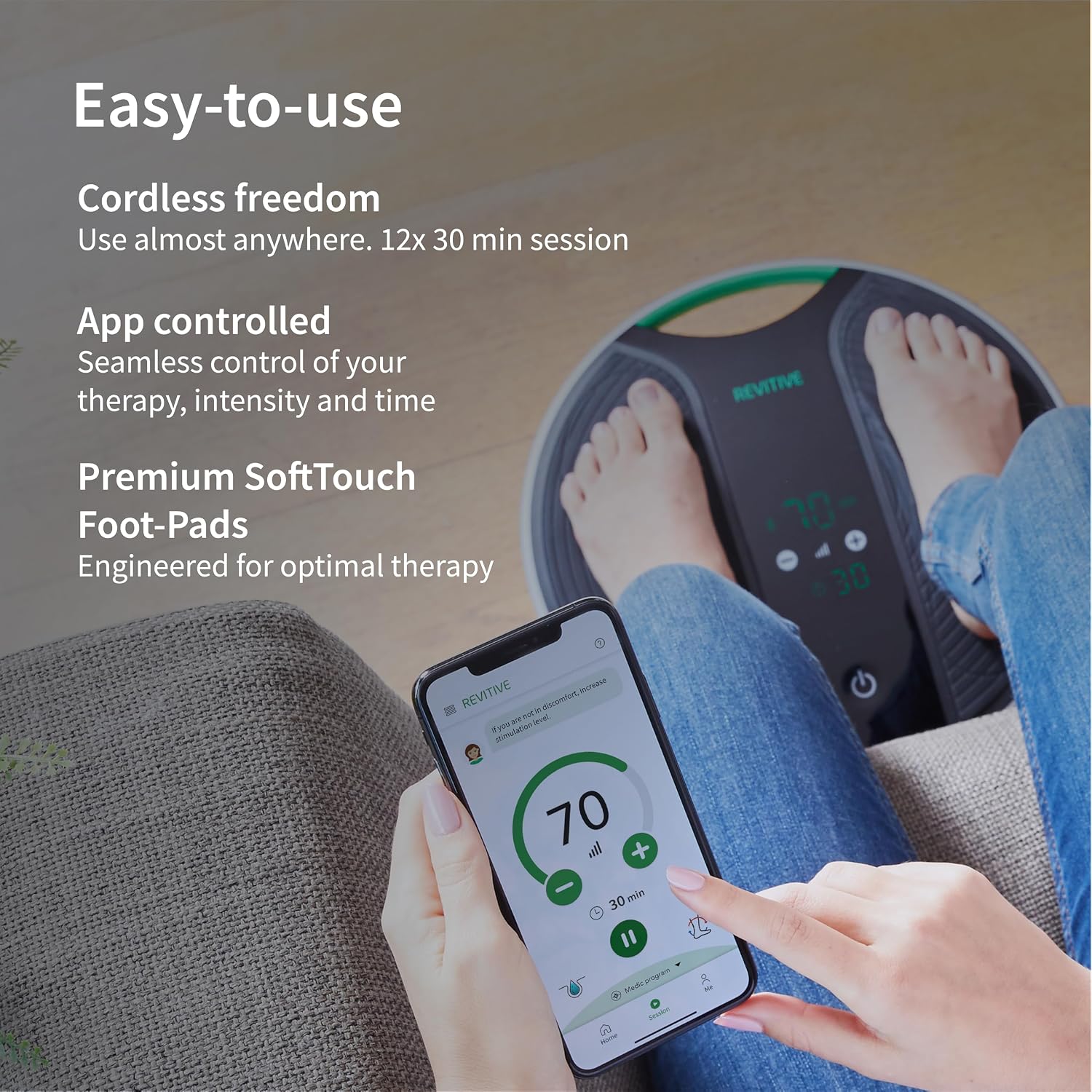 Revitive NEW and Improved Medic Coach® Smart Circulation Booster – Personalised Drug-Free Relief for Leg & Knee Pain, Clinically Proven, Cordless