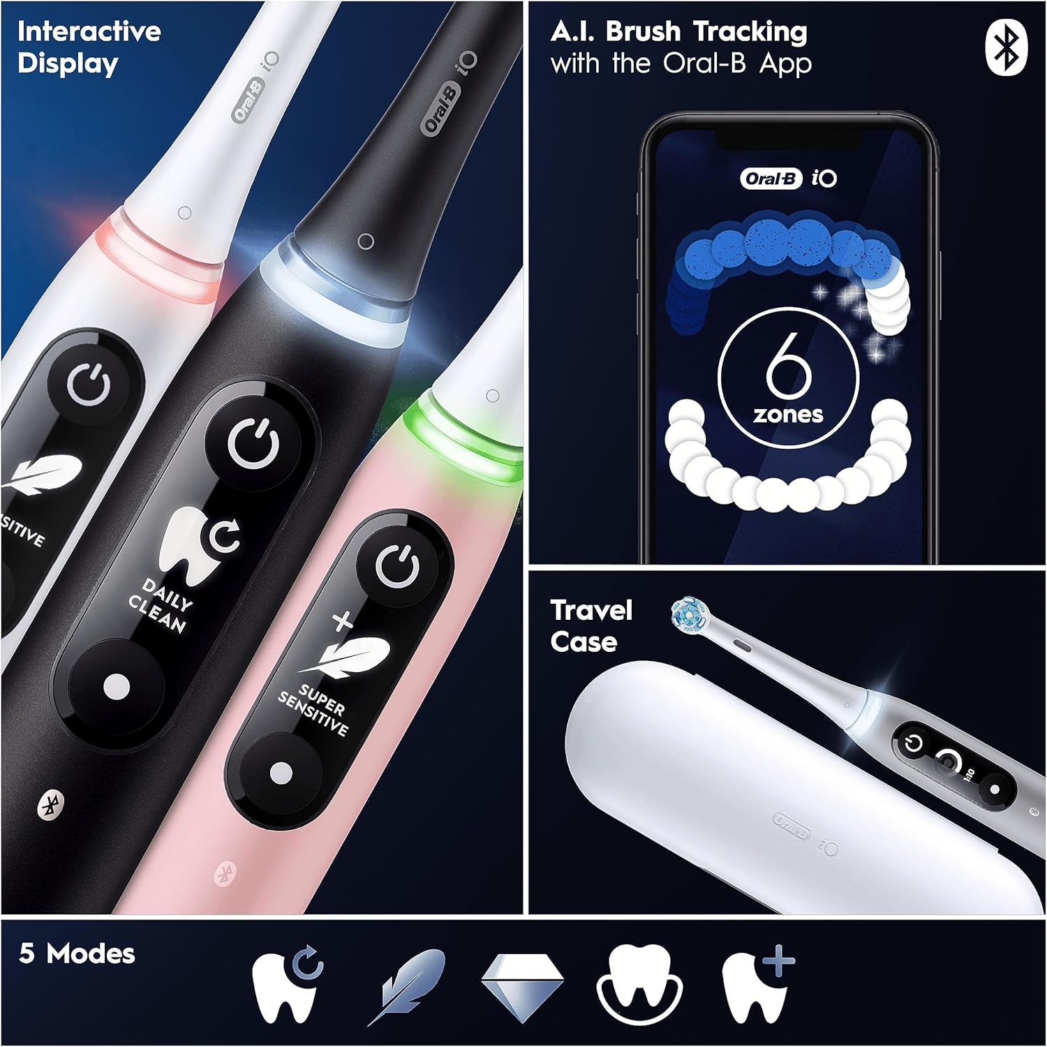 Buy Oral-B,Oral-B iO6 Electric Toothbrush for Adults - 5 Modes, Teeth Whitening, 1 Brush Head, Travel Case, UK 2-Pin Plug, Grey Opal - Gadcet UK | UK | London | Scotland | Wales| Near Me | Cheap | Pay In 3 | Electric Toothbrushes