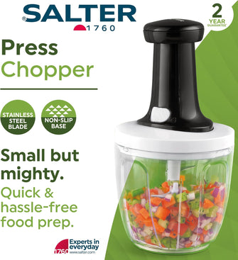Buy Salter,Salter BW12923EU7 Press Chopper – Manual Hand Dicer for Onion, Pepper, Garlic, Ginger, Herbs, Chillies, Stainless Steel Blade, Non-Slip, Easy to Clean, Compact Storage - Gadcet UK | UK | London | Scotland | Wales| Near Me | Cheap | Pay In 3 | Kitchen & Dining