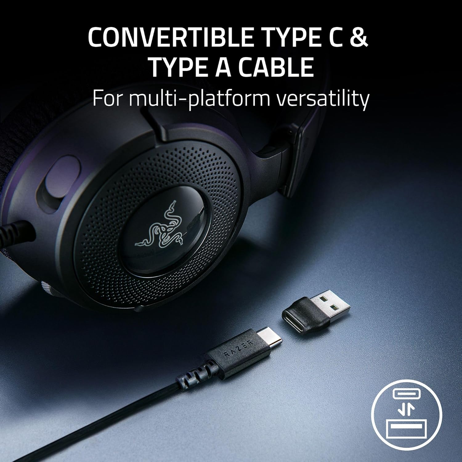 Buy Kraken,Razer Kraken V4 X Wired PC Gaming Headset - TriForce 40mm Drivers, Retractable Mic, 7.1 Surround Sound, Chroma RGB, USB-C for PC, Console & Phones - Black - Gadcet UK | UK | London | Scotland | Wales| Near Me | Cheap | Pay In 3 | Headphones & Headsets