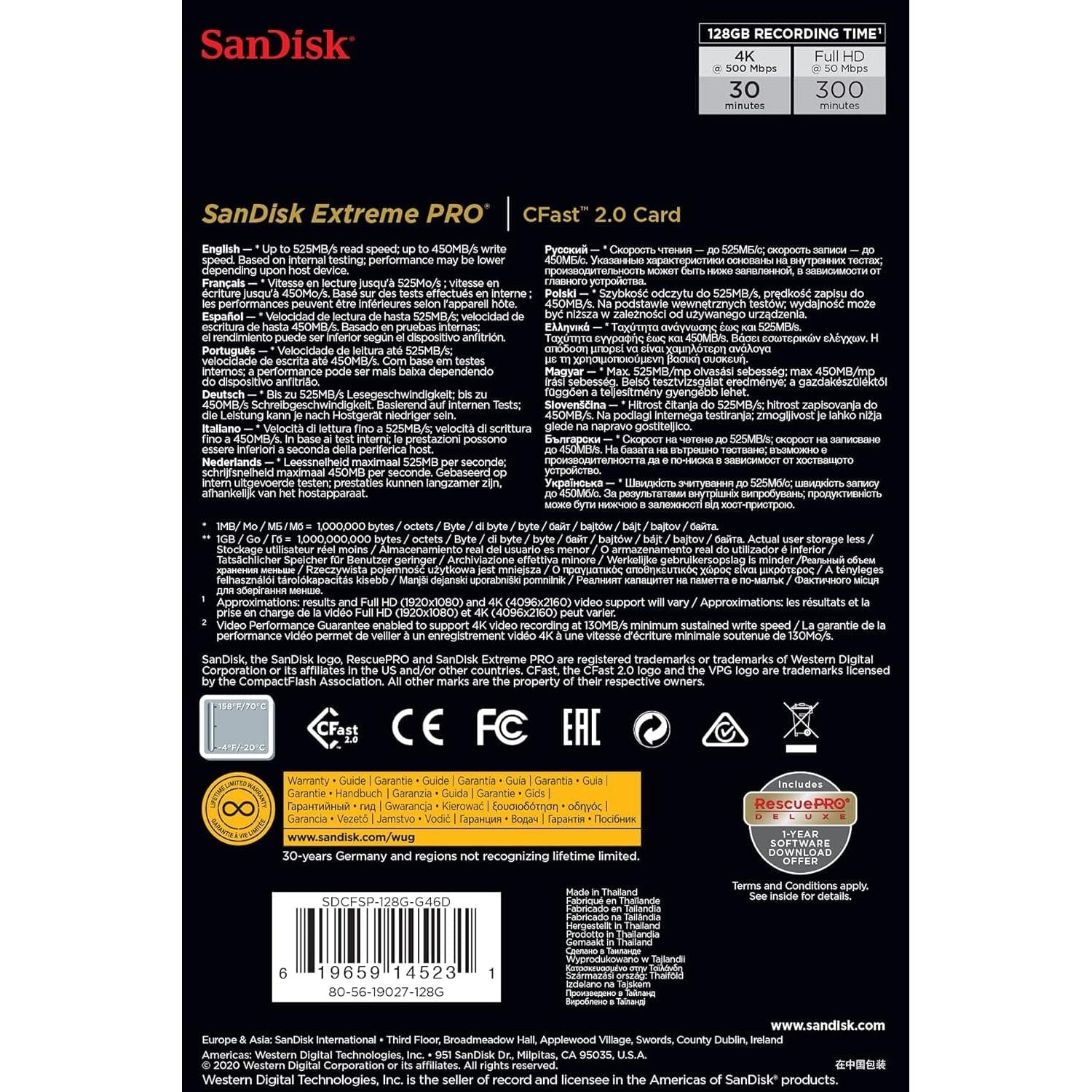 Buy Sandisk,SanDisk 128GB Extreme PRO CFast 2.0 card up to 525 MB/s VPG-130 - Gadcet UK | UK | London | Scotland | Wales| Near Me | Cheap | Pay In 3 | Flash Memory Cards