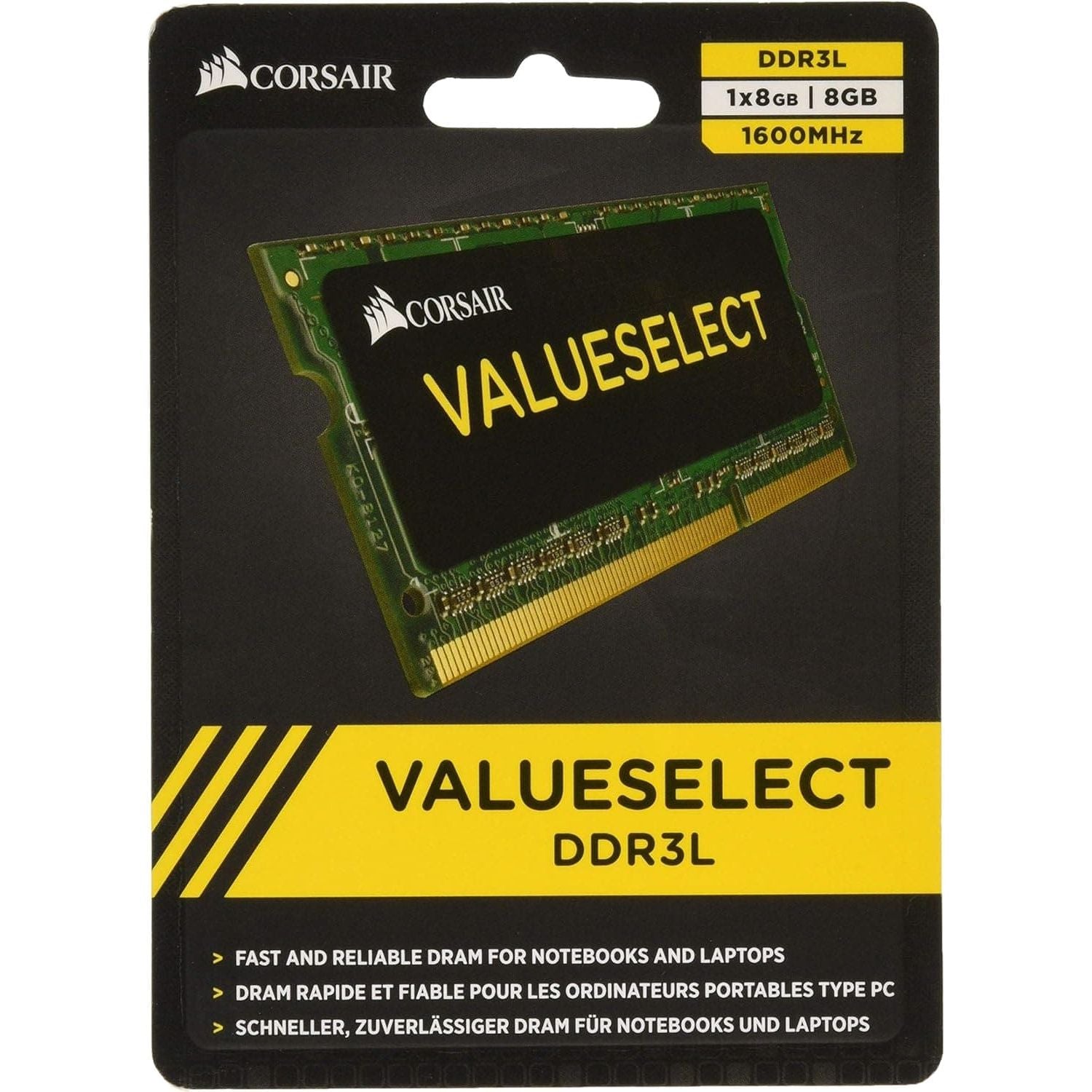 Buy Corsair,Corsair Value Select SODIMM 8GB (1x8GB) DDR3L 1600MHz C11 Memory for Laptop/Notebooks - Black - Gadcet UK | UK | London | Scotland | Wales| Ireland | Near Me | Cheap | Pay In 3 | Computer Components