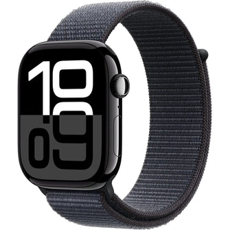 Apple Watch Series 10 GPS 42mm – Jet Black Aluminium, Ink Sport Loop, Fitness Tracker, ECG, Always-On Display