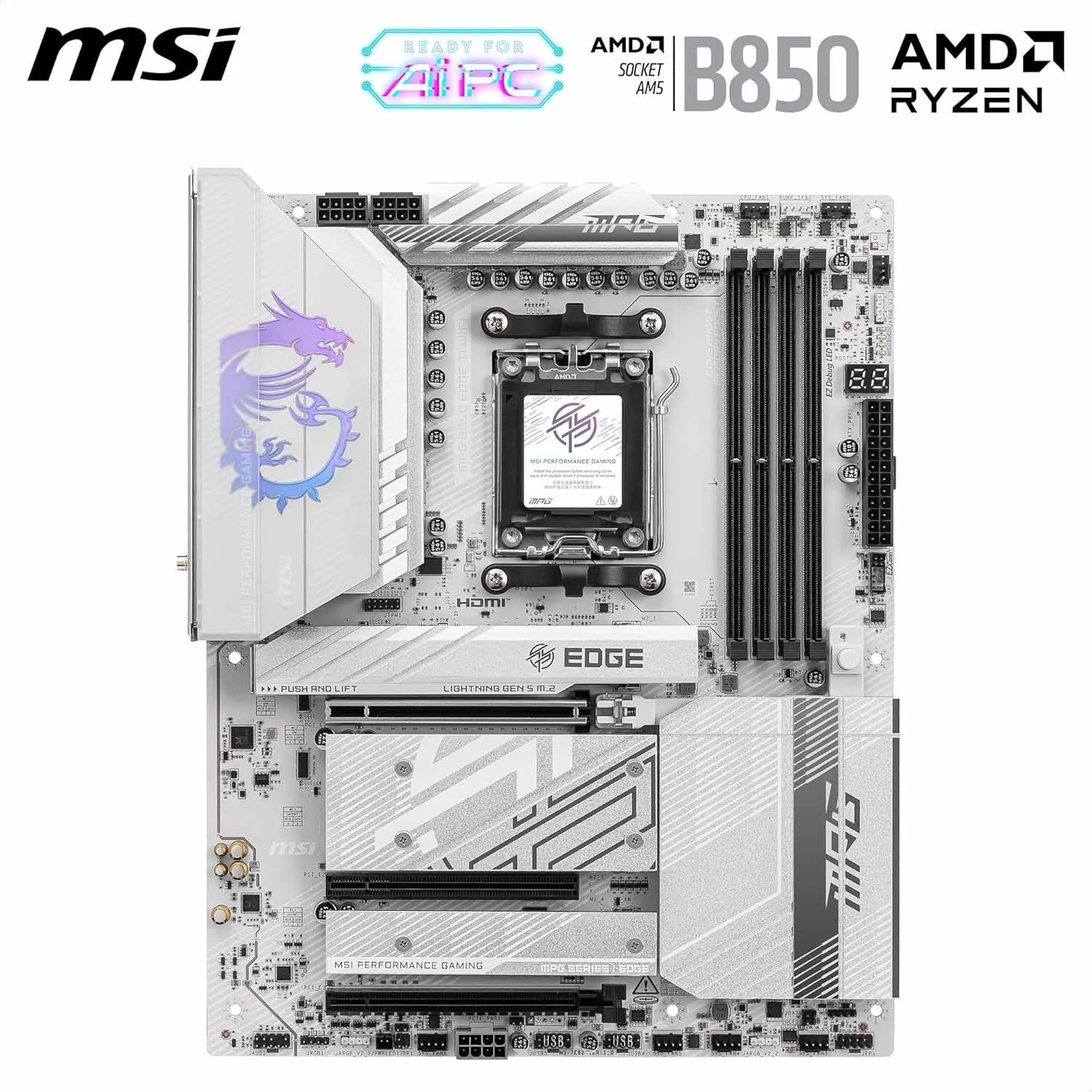 Buy MSI,MSI MPG B850 EDGE TI WIFI Motherboard (ATX) – Supports AMD Ryzen 9000 / 8000 / 7000 Series, DDR5, PCIe 5.0, Wi-Fi 7, 5G LAN - Gadcet UK | UK | London | Scotland | Wales| Near Me | Cheap | Pay In 3 | Motherboards