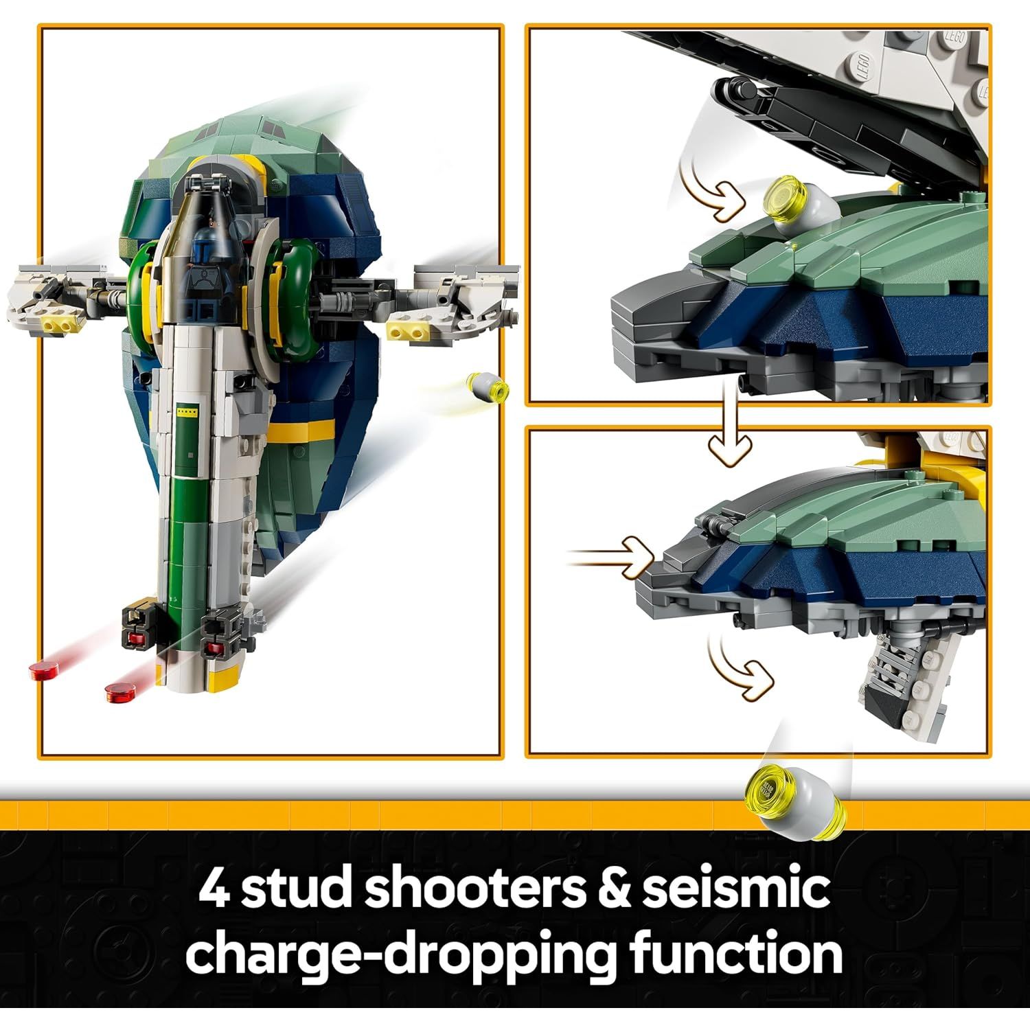 Buy Lego,LEGO® Star Wars™ Jango Fett’s Starship (75433) – Play & Display Set with Rotating Wings & 3 Minifigures - Gadcet UK | UK | London | Scotland | Wales| Near Me | Cheap | Pay In 3 | Toy Spaceships