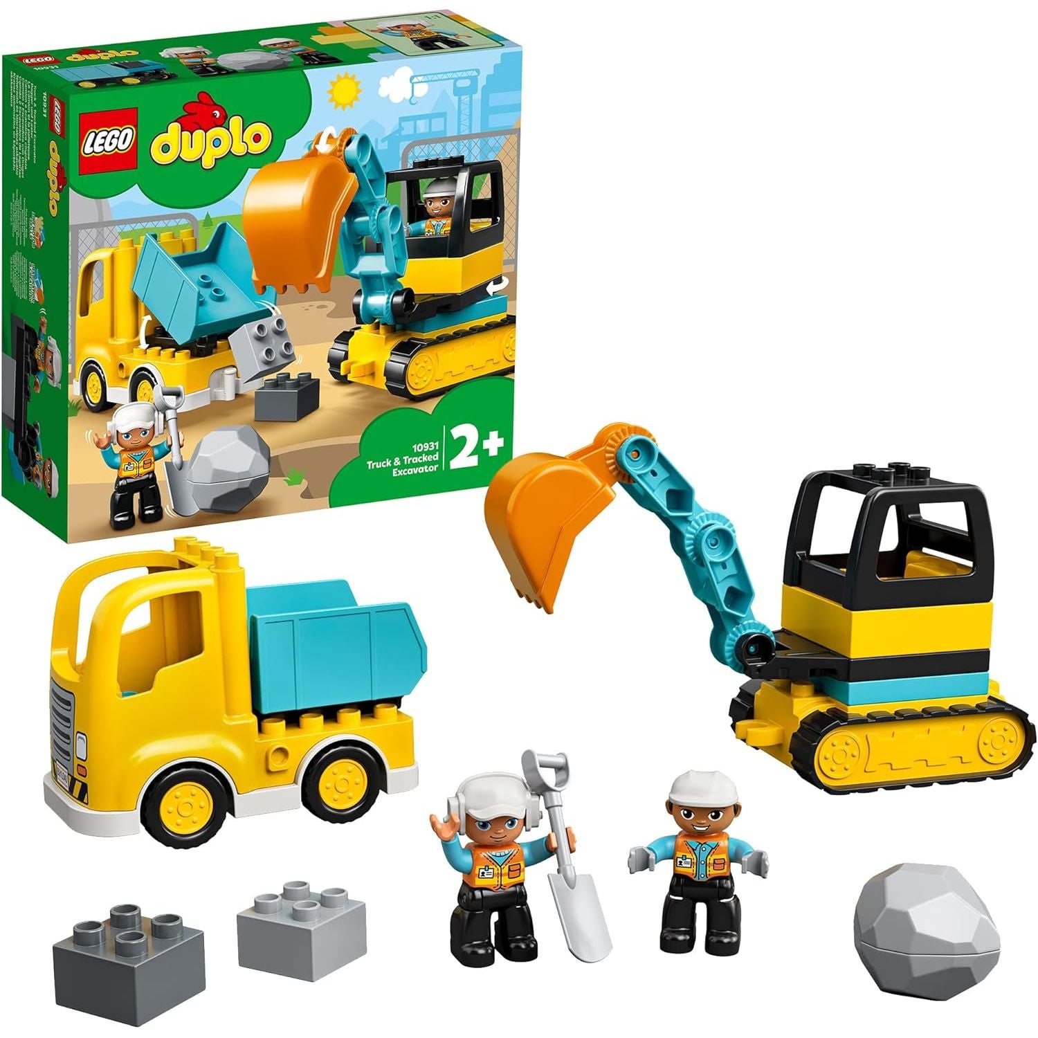 Buy LEGO,LEGO DUPLO Truck & Tracked Excavator – 10931, Construction Toy with 2 Vehicles, 2 Figures & Boulder - Gadcet UK | UK | London | Scotland | Wales| Near Me | Cheap | Pay In 3 | Construction Set Toys
