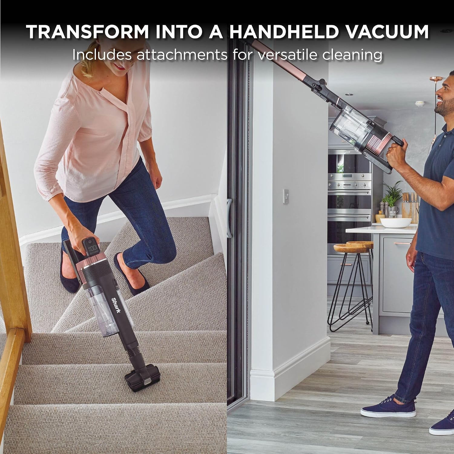 Shark Stratos Cordless Stick Vacuum Cleaner, Charcoal/Rose Gold IZ400UK