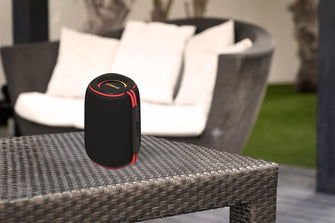 Groov-e Wave Glow Wireless Speaker – 10W Portable Bluetooth Speaker with LED Lights, 8H Playback, Black