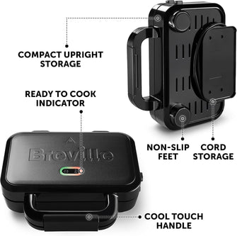 Buy BREVILLE,Breville Ultimate Deep Fill Toastie Maker - 2 Slice Sandwich Toaster, Removable Non-Stick Plates, Stainless Steel, Black [VST082] - Gadcet UK | UK | London | Scotland | Wales| Near Me | Cheap | Pay In 3 | Toaster