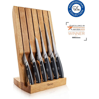 Robert Welch Professional Angle Oak Knife Block Set – 6-Piece Award-Winning Set