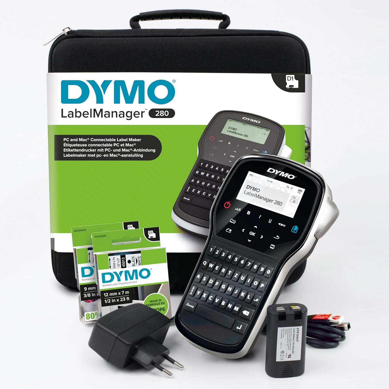 Buy Dymo,Dymo LabelManager 280 Rechargeable Handheld Label Maker Kit with QWERTY Keyboard, 2 D1 Label Rolls, and Carrying Case - Gadcet UK | UK | London | Scotland | Wales| Near Me | Cheap | Pay In 3 | Label Makers
