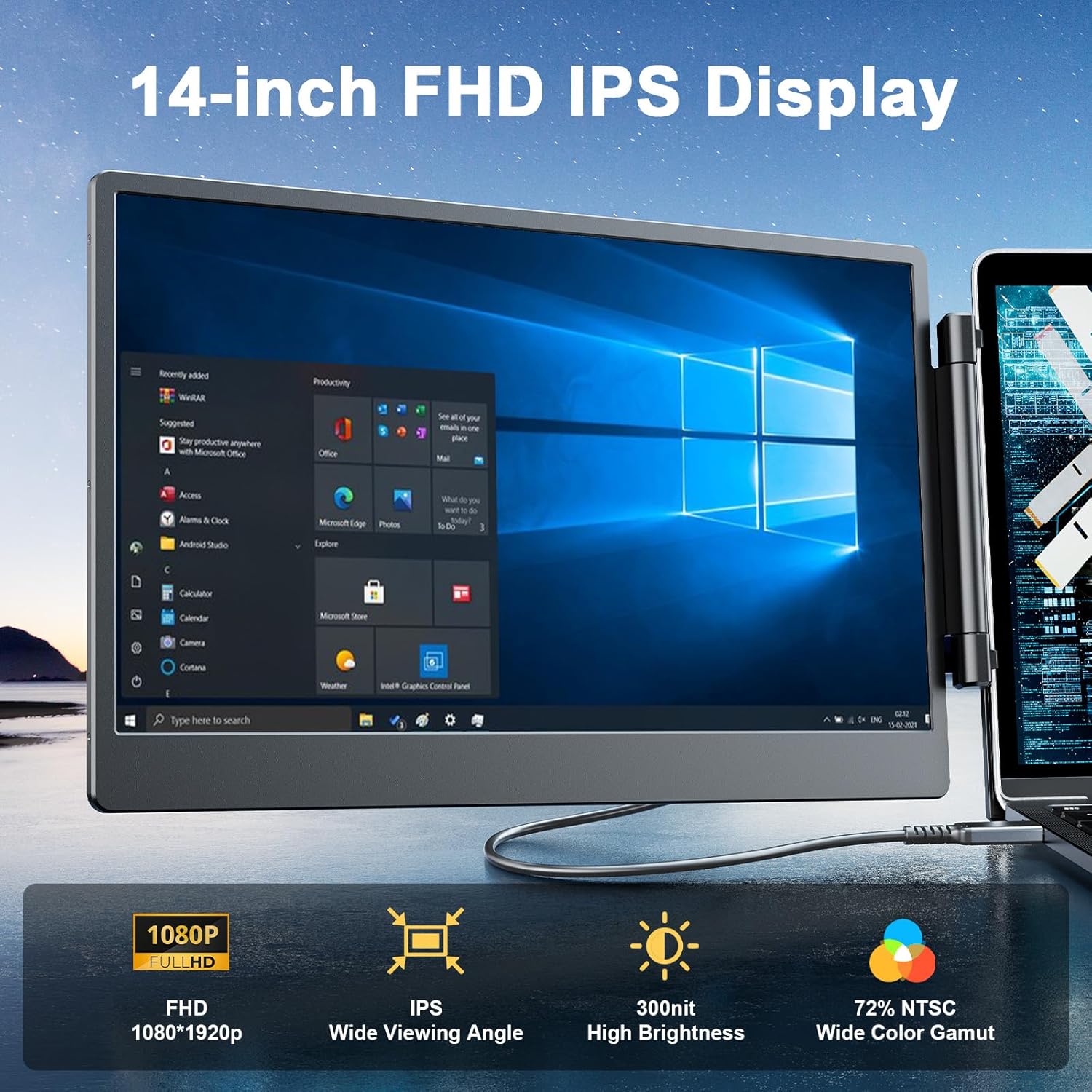 Buy Laptomo,Laptomo 14" Dual Screen Laptop Monitor Extender - 1080P FHD IPS Portable Screen for 13-17.3" Laptops, Compatible with Windows, Mac, Android, PS5 - Black - Gadcet UK | UK | London | Scotland | Wales| Near Me | Cheap | Pay In 3 | Computer Monitor Accessories