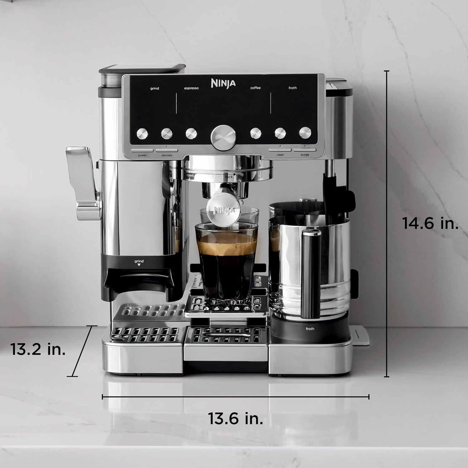 Ninja Luxe Café Pro ES701UK 3-in-1 Coffee Machine – Espresso, Filter Coffee & Cold Brew – Silver / Stainless Steel