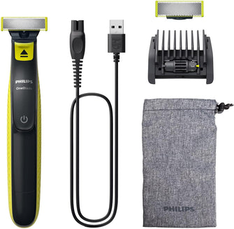 Buy Philips,Philips OneBlade Original Hybrid Face - Electric Beard Trimmer, Shaver. 1xOriginal Blade for face, 1x5in1 Adjustable Comb, 1 x Extra Original Blade, 1x Soft Pouch (Model QP2724/30) - Gadcet UK | UK | London | Scotland | Wales| Near Me | Cheap | Pay In 3 | Shaving & Grooming