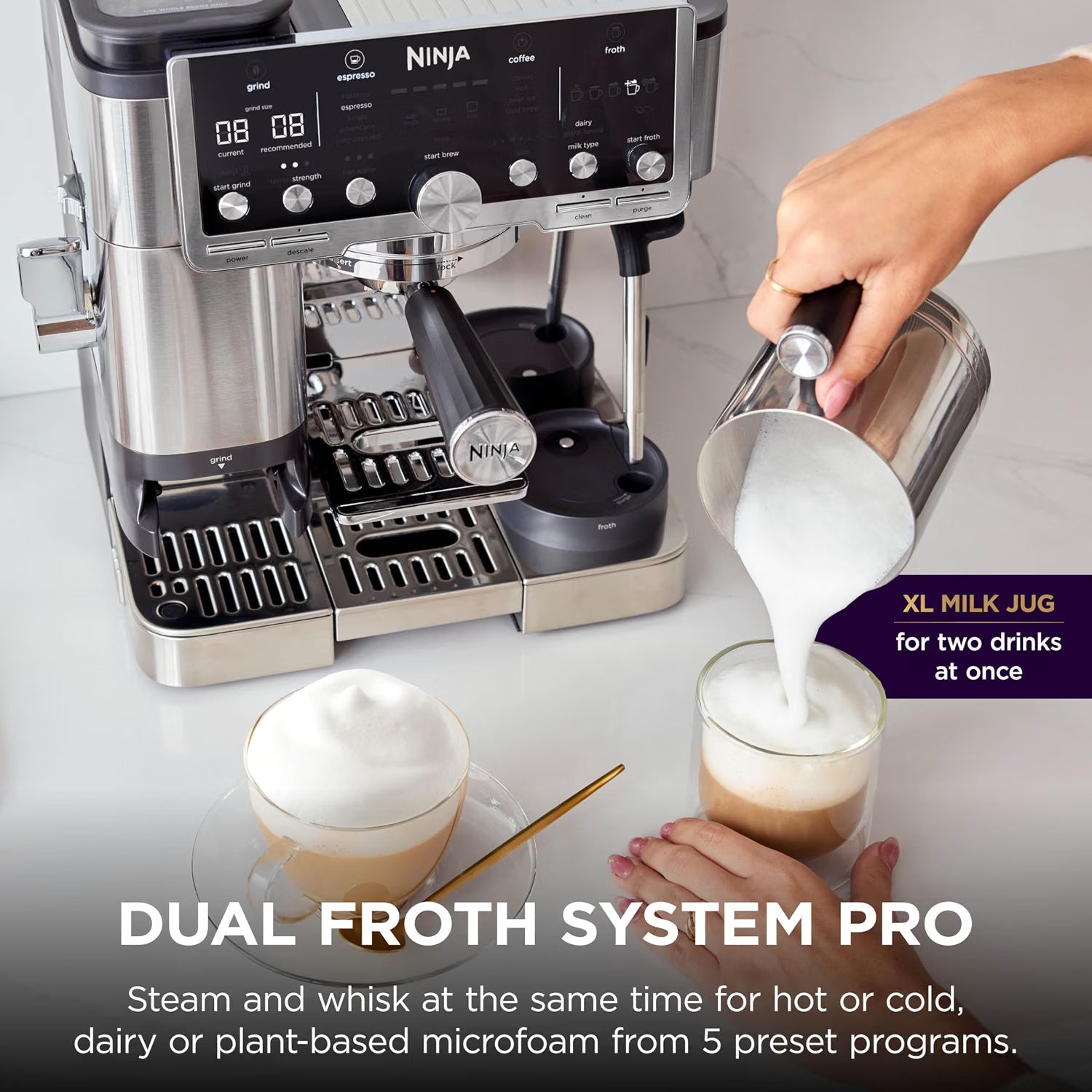 Ninja Luxe Café Pro ES701UK 3-in-1 Coffee Machine – Espresso, Filter Coffee & Cold Brew – Silver / Stainless Steel