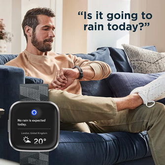 Buy Fitbit,Fitbit Versa 2 Special Edition 40mm Mist Gray Aluminum Case and Smoke Woven Band with Voice Control, Sleep Score & Music - Gadcet.com | UK | London | Scotland | Wales| Ireland | Near Me | Cheap | Pay In 3 | Watches