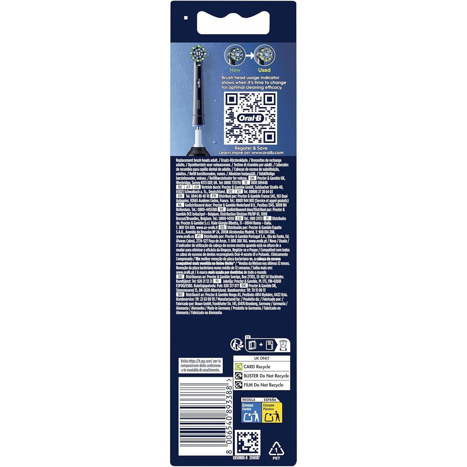 Buy Oral-B,Oral-B Pro Cross Action Toothbrush Heads Black – 8 Pack Replacement Brush Heads - Gadcet UK | UK | London | Scotland | Wales| Near Me | Cheap | Pay In 3 | Toothbrush Replacement Heads