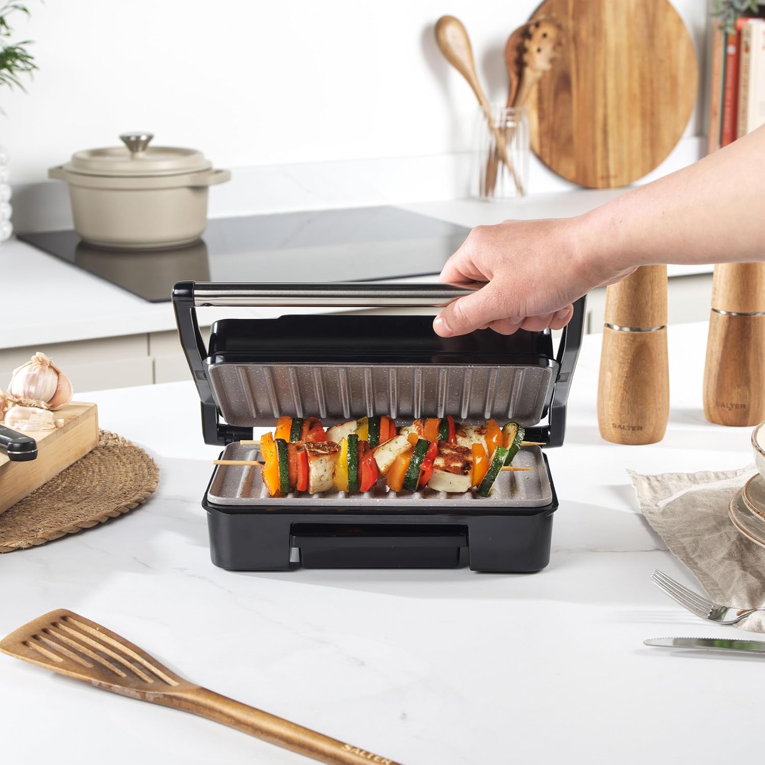 Buy Salter,Salter Marblestone Health Grill & Panini Maker - Non-Stick, Oil-Free, 750W, Floating Hinge, Removable Drip Tray - Gadcet UK | UK | London | Scotland | Wales| Near Me | Cheap | Pay In 3 | Sandwich Makers