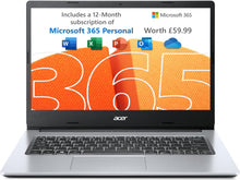 Acer Aspire 1 A114-33 14" Laptop Silver – Intel Celeron N4500, 4GB RAM, 64GB eMMC, Windows 11