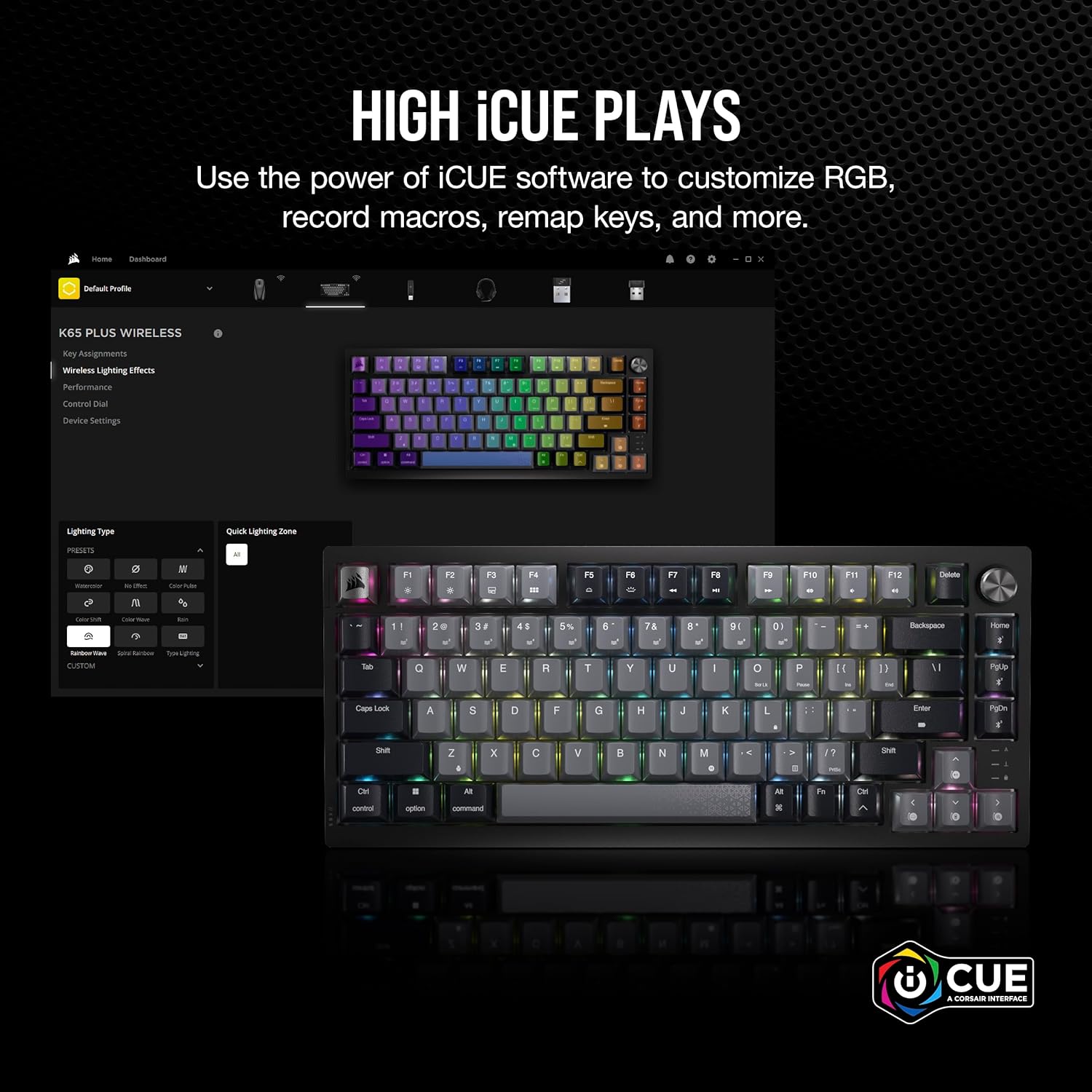 Buy CORSAIR,CORSAIR K65 PLUS Wireless 75% Mechanical Gaming Keyboard – RGB, Hot-Swappable MLX Red Switches, PBT Keycaps, UK Layout, Black - Gadcet UK | UK | London | Scotland | Wales| Near Me | Cheap | Pay In 3 | Keyboards