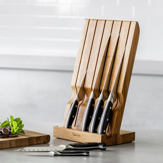 Robert Welch Professional Angle Oak Knife Block Set – 6-Piece Award-Winning Set