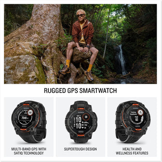 Garmin Instinct 3 Solar GPS Smartwatch – 45mm, Rugged Outdoor Design, Built-in Flashlight, Black