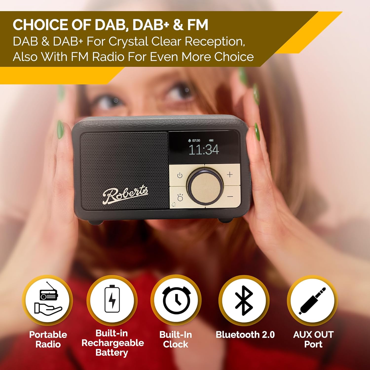 Buy Roberts Radio,Roberts PETITE2 Portable FM/DAB/DAB+ Radio with Bluetooth & Alarm - Black - Gadcet UK | UK | London | Scotland | Wales| Near Me | Cheap | Pay In 3 | Radios