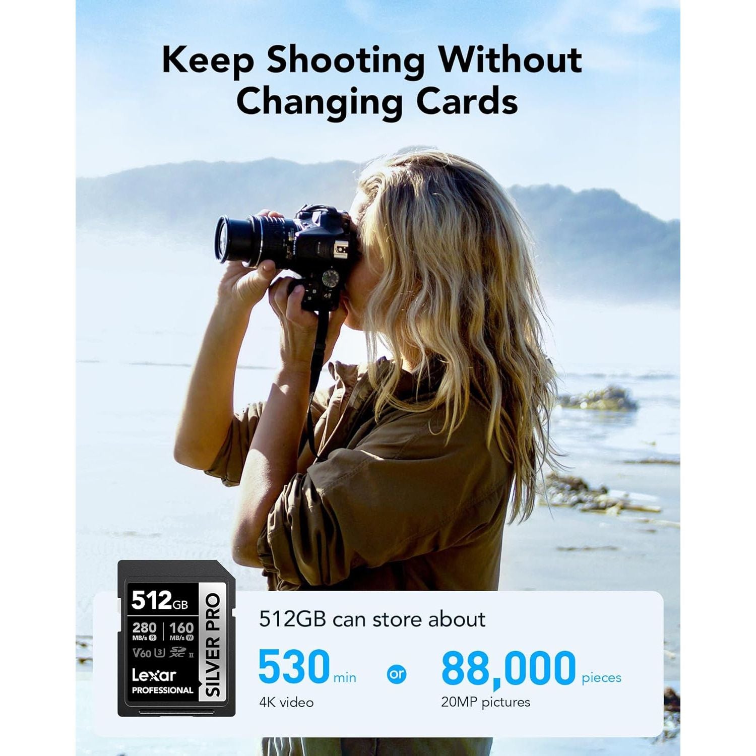 Buy Lexar,Lexar SILVER PRO 512GB SDXC UHS-II Memory Card – V60, U3, Class 10 – Up to 280MB/s Read, 160MB/s Write – For DSLR & Professional Photography - Gadcet UK | UK | London | Scotland | Wales| Near Me | Cheap | Pay In 3 | Flash Memory Cards