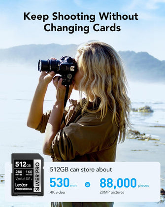 Buy Lexar,Lexar SILVER PRO 512GB SDXC UHS-II Memory Card – V60, U3, Class 10 – Up to 280MB/s Read, 160MB/s Write – For DSLR & Professional Photography - Gadcet UK | UK | London | Scotland | Wales| Near Me | Cheap | Pay In 3 | Flash Memory Cards