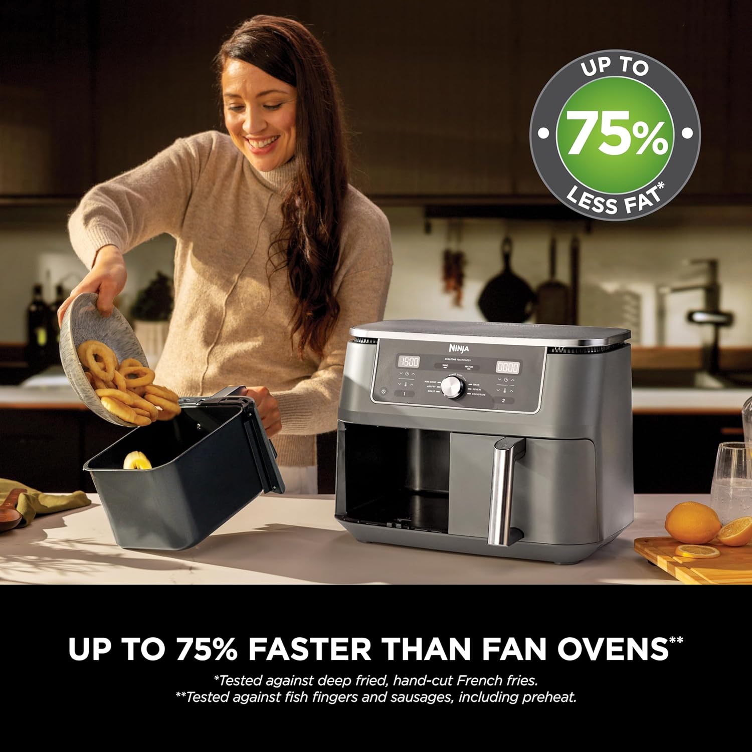 Buy Ecat Tech Ltd,Ninja MAX Dual Zone DZ400UK 9.5L Digital Air Fryer – 2 Drawers, 6-in-1, Air Fry, Max Crisp, Roast, Bake, Reheat, Dehydrate, Gun Metal Grey - Gadcet UK | UK | London | Scotland | Wales| Near Me | Cheap | Pay In 3 | Air Fryers