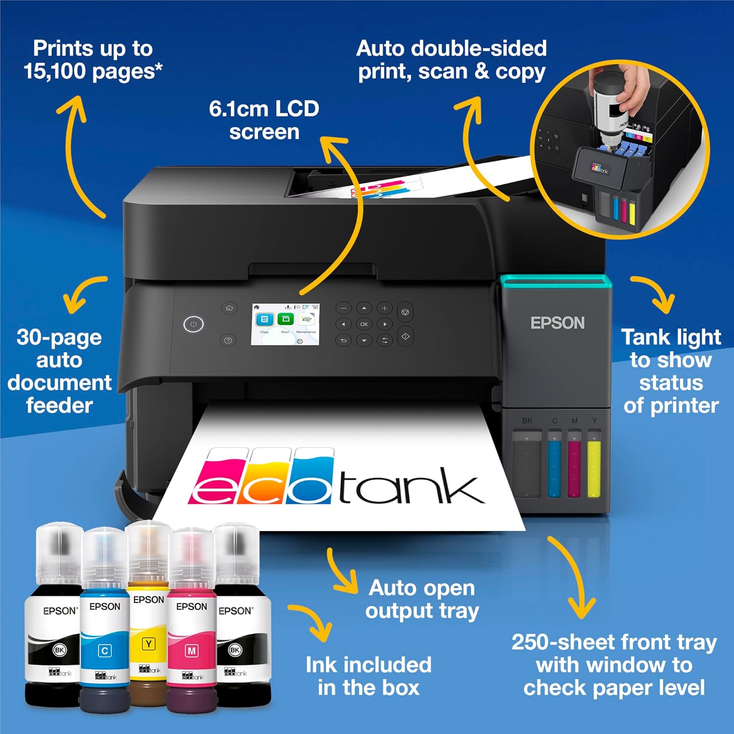 Buy Epson,Epson EcoTank ET-3950 Wireless A4 Ink Tank Printer – Print, Copy & Scan, Duplex Printing, 30-Page ADF, 6.1cm LCD, Wi-Fi, USB & Ethernet - Gadcet UK | UK | London | Scotland | Wales| Near Me | Cheap | Pay In 3 | Multifunction Printer