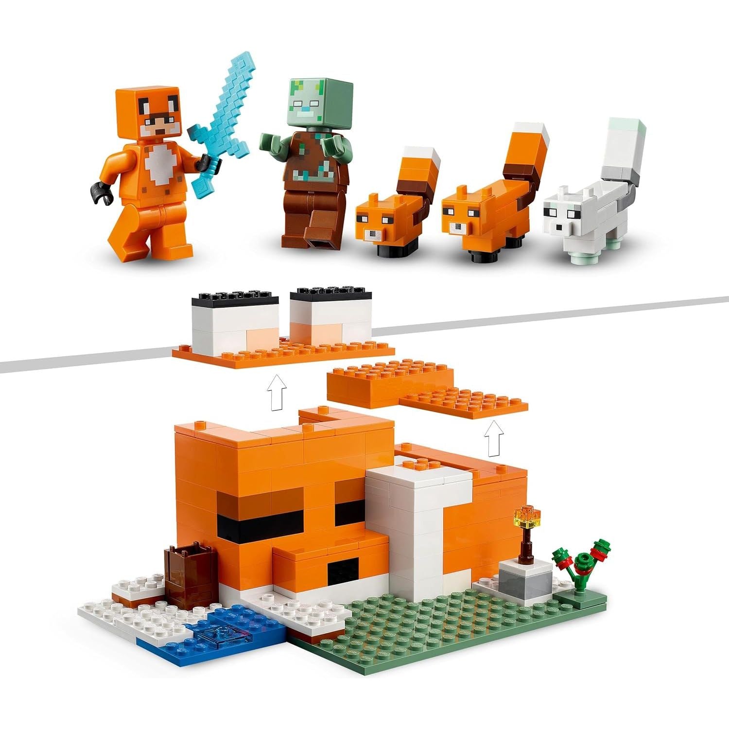 Buy Lego,LEGO Minecraft The Fox Lodge House (21178) – Animal Building Toy with Drowned Zombie Figure – Gift for Kids Aged 8+ - Gadcet UK | UK | London | Scotland | Wales| Near Me | Cheap | Pay In 3 | Games and Toys