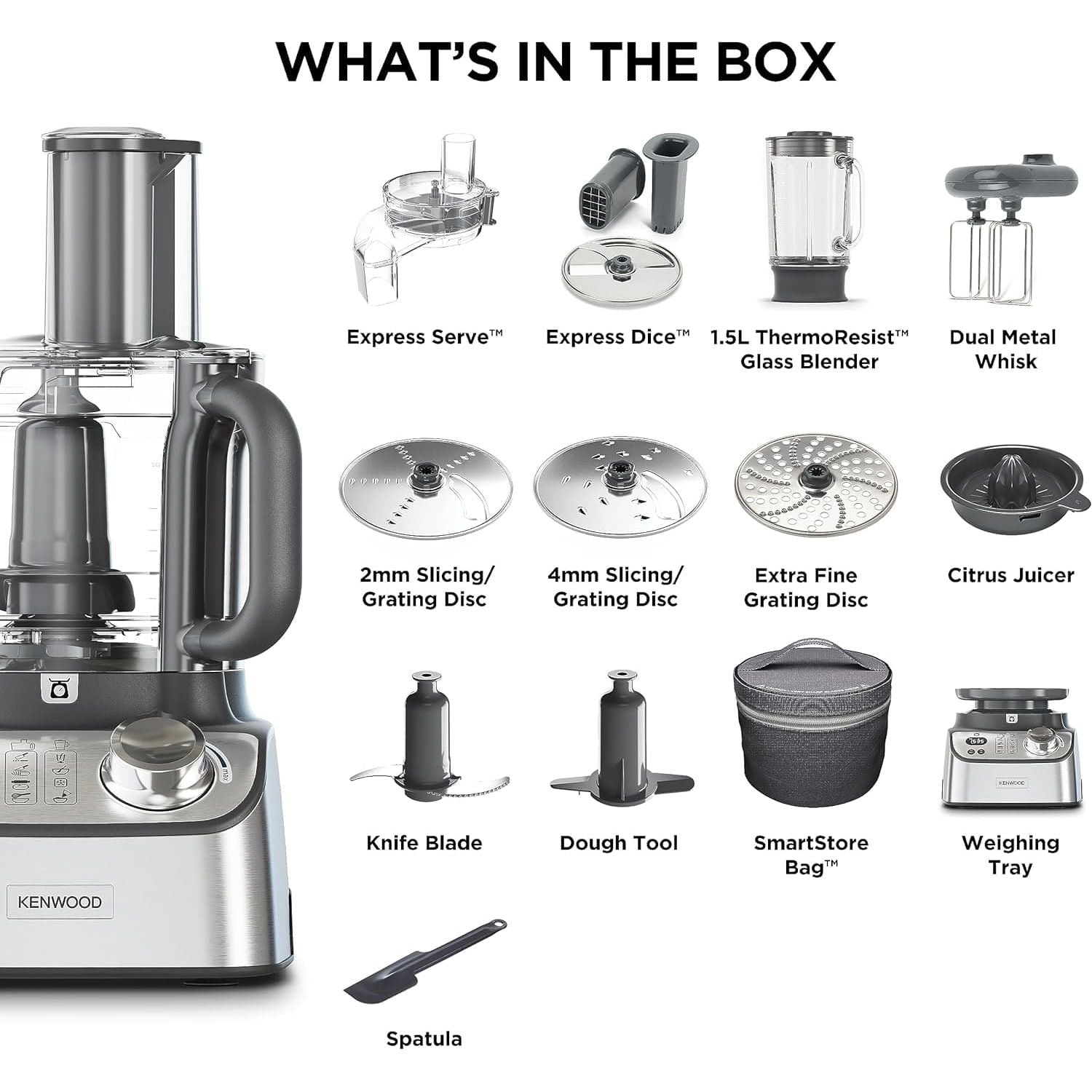 Buy Kenwood,Kenwood MultiPro Express Weigh Food Processor, 8 Processing Tools, Variable Speed with Pulse Function, Integrated Digital Scales, Capacity 3L - Gadcet UK | UK | London | Scotland | Wales| Near Me | Cheap | Pay In 3 | Kitchen & Dining