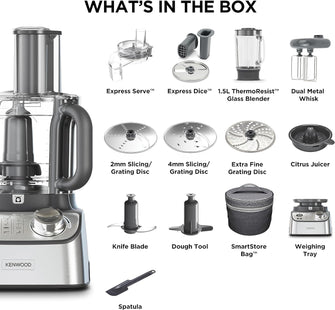 Buy Kenwood,Kenwood MultiPro Express Weigh Food Processor, 8 Processing Tools, Variable Speed with Pulse Function, Integrated Digital Scales, Capacity 3L - Gadcet UK | UK | London | Scotland | Wales| Near Me | Cheap | Pay In 3 | Kitchen & Dining