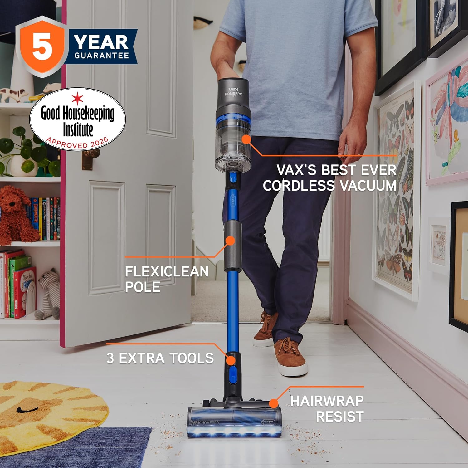 Vax HomePro Pet Cordless Stick Vacuum Cleaner – HairWrap Resist & FlexiClean Technology with 45-Min Runtime