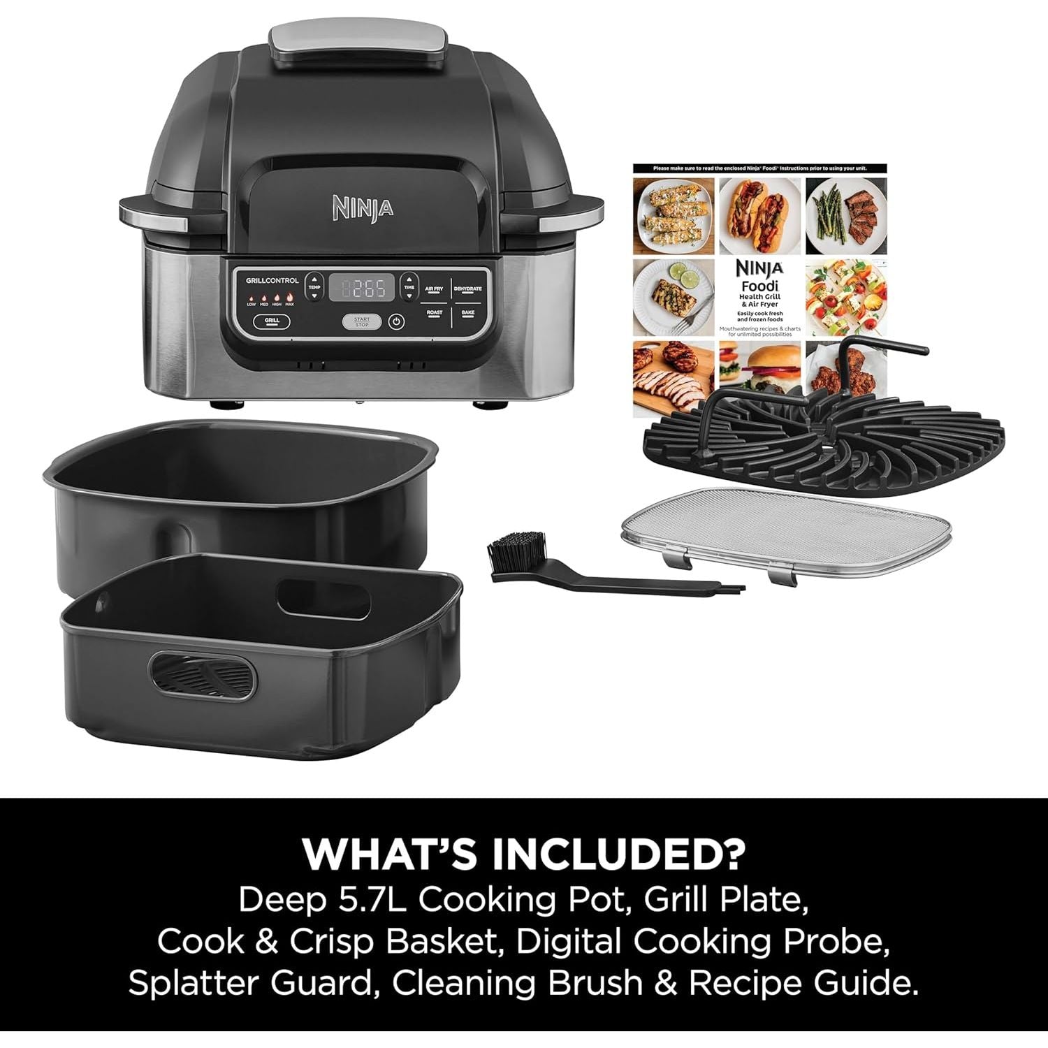 Buy Ninja,Ninja Foodi Health Grill & Air Fryer 5.7L (AG301UK) – 5-in-1 with Cyclonic Air Technology – Air Fry, Grill, Bake, Roast, Dehydrate – Black/Silver - Gadcet UK | UK | London | Scotland | Wales| Near Me | Cheap | Pay In 3 | Air Fryers