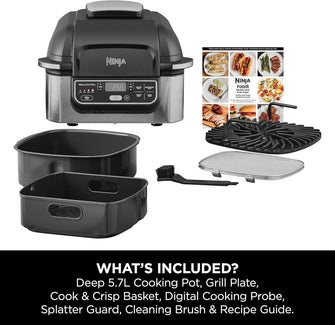 Buy Ninja,Ninja Foodi Health Grill & Air Fryer 5.7L (AG301UK) – 5-in-1 with Cyclonic Air Technology – Air Fry, Grill, Bake, Roast, Dehydrate – Black/Silver - Gadcet UK | UK | London | Scotland | Wales| Near Me | Cheap | Pay In 3 | Air Fryers
