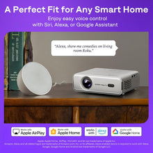 Aurzen Roku TV Smart Projector for Bedroom, Roku Streaming Experience Built-in, 1080P FHD, Dolby Audio, Auto Focus & Keystone, Zoom, Portable Mini Projector for Outdoor Movie, White