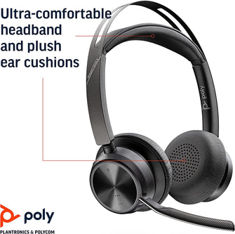 Buy Poly,Poly - Voyager Focus 2 UC Bluetooth Headset + Charging Cradle (Plantronics) - Stereo headset with boom microphone, USB-A for PC/Mac - Active Noise Canceling - Works with Teams - Gadcet.com | UK | London | Scotland | Wales| Ireland | Near Me | Cheap | Pay In 3 | Headphones & Headsets