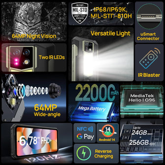 Buy Ulefone,Ulefone Armor 24 Rugged Smartphone – 22000mAh Battery, 66W Fast Charging, 24GB RAM + 256GB/2TB Storage, Android 14, 64MP + 64MP Night Vision, 120Hz 6.78" Corning Gorilla Glass, 4G, 3-Card Slot, Built-in LED Light, Waterproof - Gadcet UK | UK | London | Scotland | Wales| Near Me | Cheap | Pay In 3 | Unlocked Mobile Phone