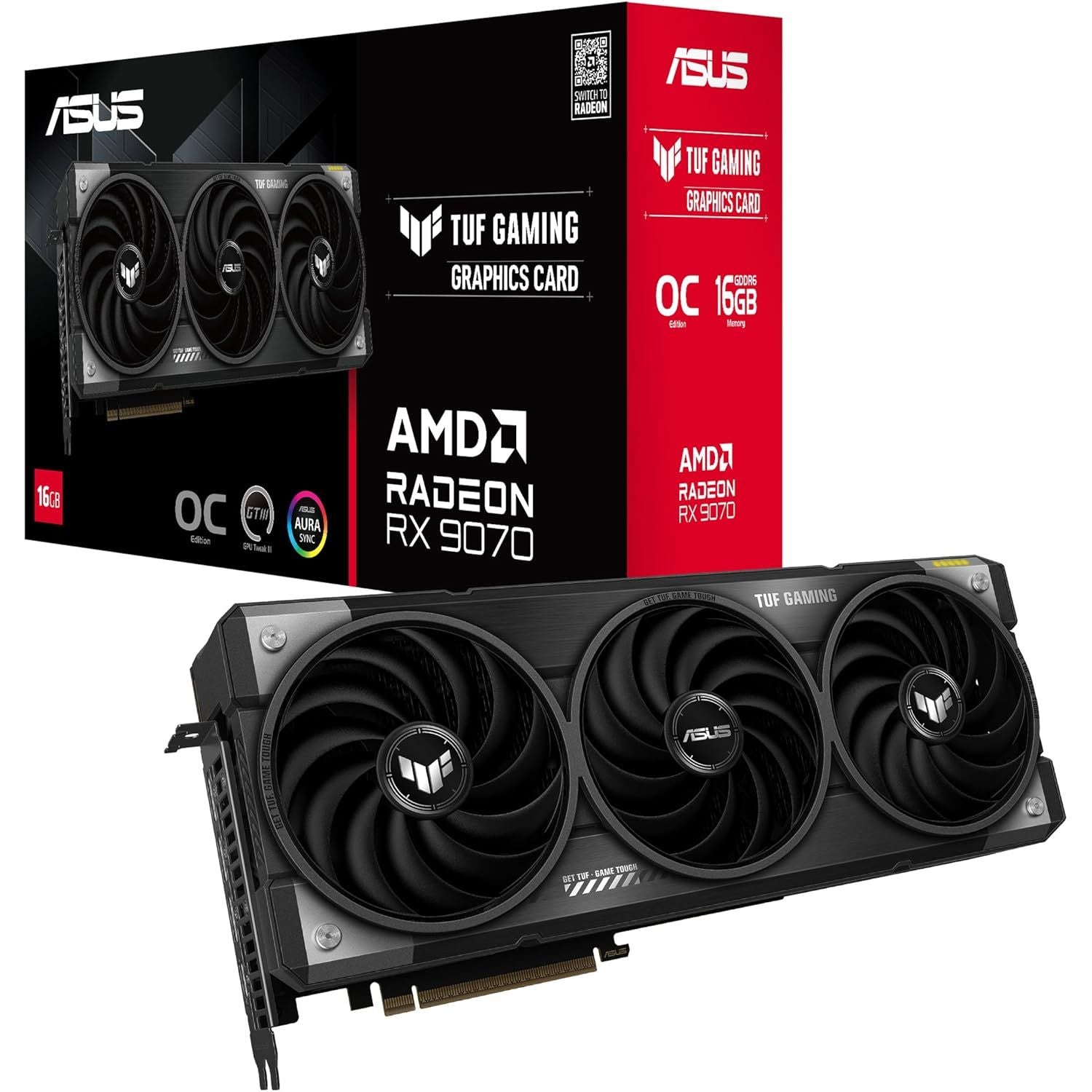 Buy Ecat Tech Ltd,ASUS TUF Gaming Radeon RX 9070 OC 16GB GDDR6 Graphics Card – PCIe 5.0, 2670MHz OC Clock, HDMI, 3× DisplayPort & ARGB Lighting - Gadcet UK | UK | London | Scotland | Wales| Near Me | Cheap | Pay In 3 | Video Cards & Adapters