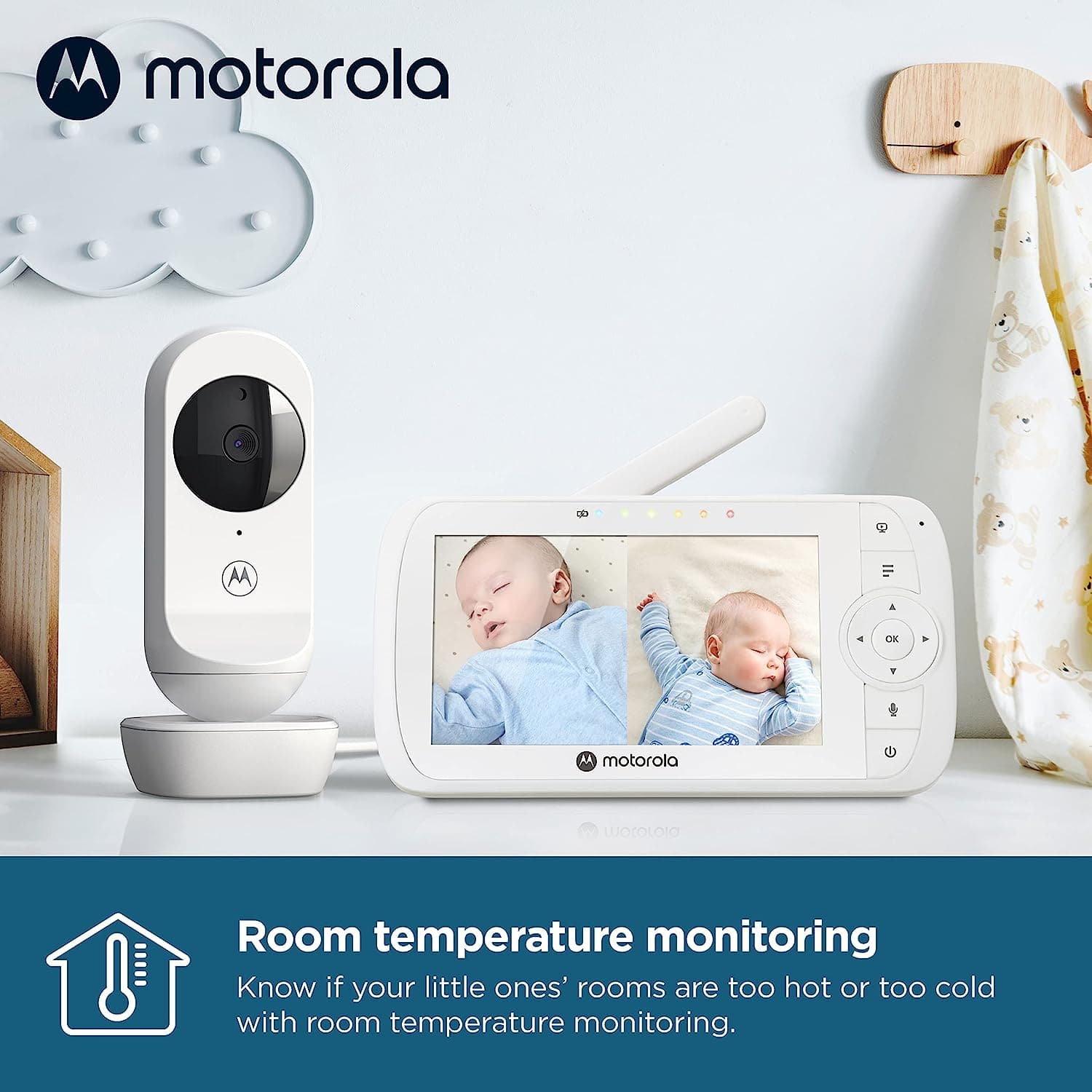 Buy Motorola,Motorola Nursery VM35-2 / Ease 35 Twin Baby Monitor with 2 Cameras 5.0 Inch Video Baby Monitor Display Split Screen Display Night Vision TwoWay Communication Lullabies Zoom Room Temperature, White - Gadcet.com | UK | London | Scotland | Wales| Ireland | Near Me | Cheap | Pay In 3 | Monitors