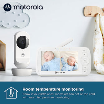 Buy Motorola,Motorola Nursery VM35-2 / Ease 35 Twin Baby Monitor with 2 Cameras 5.0 Inch Video Baby Monitor Display Split Screen Display Night Vision TwoWay Communication Lullabies Zoom Room Temperature, White - Gadcet.com | UK | London | Scotland | Wales| Ireland | Near Me | Cheap | Pay In 3 | Monitors
