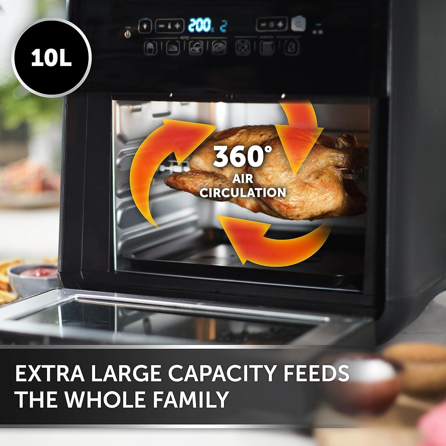 Buy BREVILLE,Breville Halo Rotisserie Air Fryer | Digital Extra Large Air Fryer Oven | 10 L | Fry, Bake & Dehydrate | 2000 W | Energy Efficient | Black and Grey - Gadcet UK | UK | London | Scotland | Wales| Near Me | Cheap | Pay In 3 | AIR FRYER / GRILL