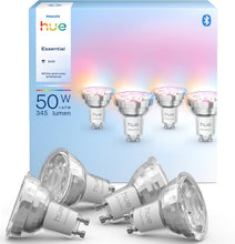 Buy PHILIPS,Philips Hue Essential Smart LED GU10 Spotlight Bulb – White & Colour Ambiance, 4.7W, 345 Lumens, Dimmable – 4 Pack - Gadcet UK | UK | London | Scotland | Wales| Near Me | Cheap | Pay In 3 | LED Light Bulbs